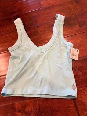 Free People Light Blue Ribbed Tank Top